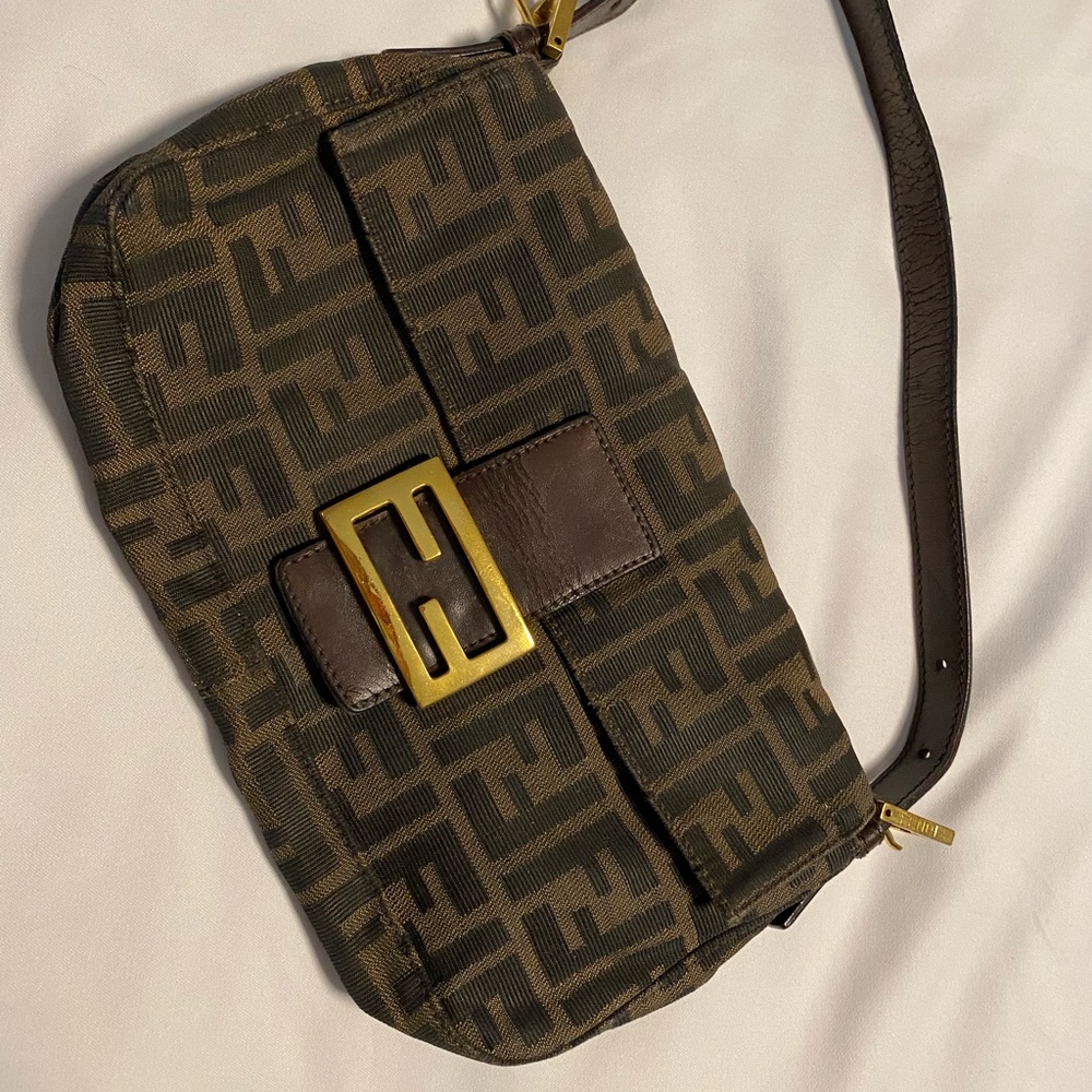 Fendi Brown and Gold Baguette
